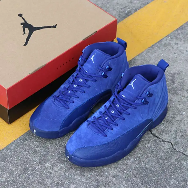 

Jordan 12 XII Retro 12s Blue Suede Basketball Shoes Men Sneakers Dark Grey Bordeaux Class of 2003 Outdoor Sport Shoes
