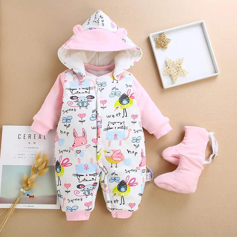 winter Cartoon Hooded Baby Rompers Cotton Thick Newborn Baby Girl Warm Jumpsuit + Shoes 2pcs set Baby's Wear Kid Climb Clothes
winter Cartoon Hooded Baby Rompers Cotton Thick Newborn Baby Girl Warm Jumpsuit + Shoes 2pcs set Baby's Wear Kid Climb Clothes