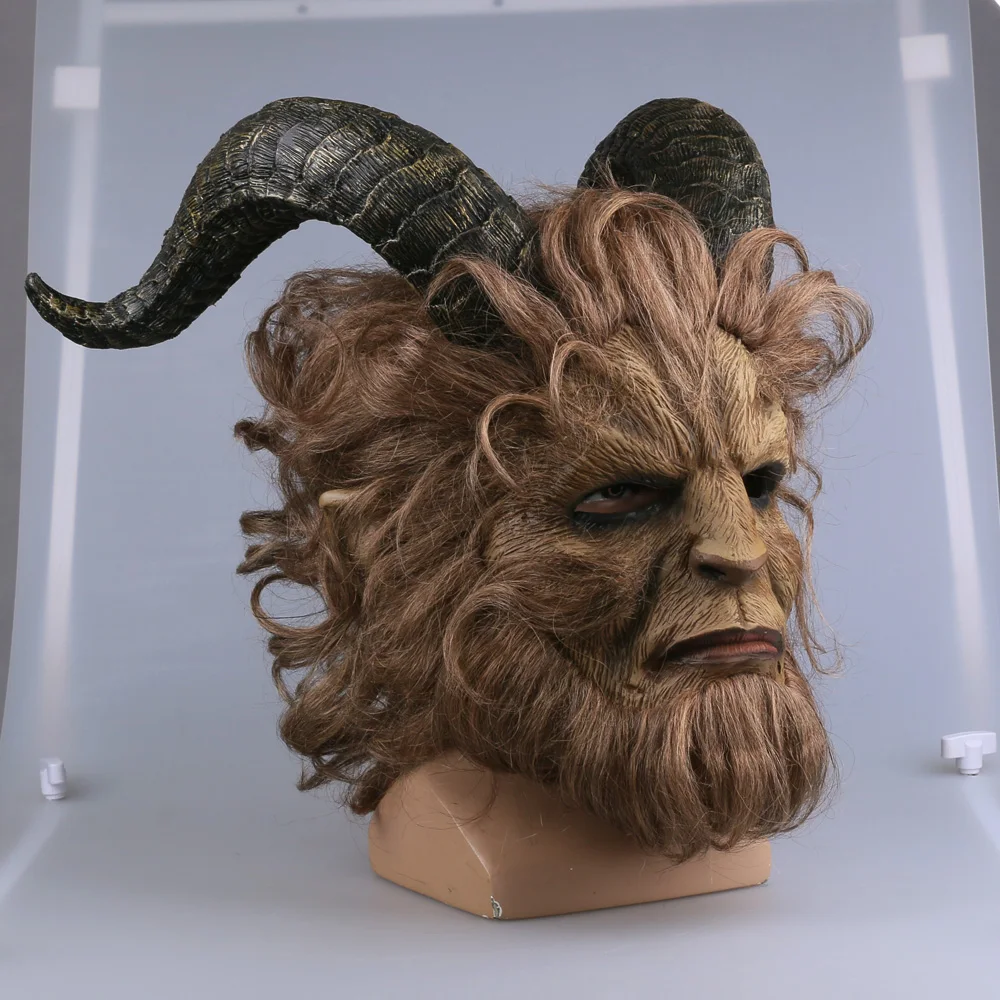 2017 Film Beauty and the Beast Prince Mask Helmet Full Face Muffle Cosplay Wig (2)