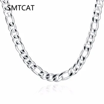 

SMTCAT 10MM 24 inch 60cm Men Figaro Chain Necklace For Male Silver 925 Jewelry Statement Necklace collares largos de moda 2018