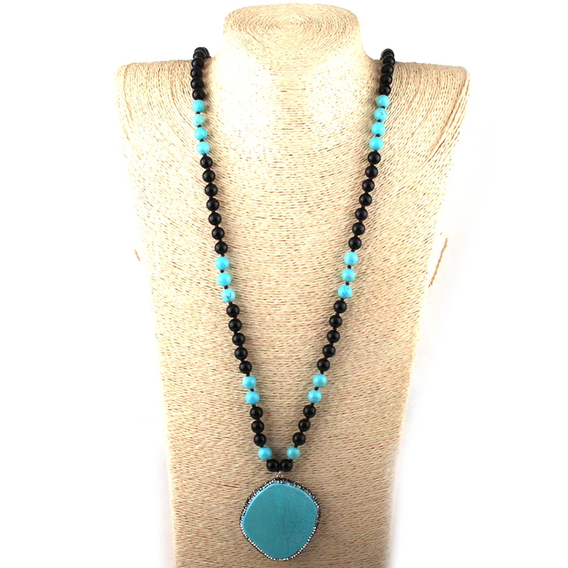 Fashion Bohemian Jewelry 108 Beads Multi Stone Knotted Handmake Paved Blue Stone Pendant Necklace For Women Ethnic Necklace
Fashion Bohemian Jewelry 108 Beads Multi Stone Knotted Handmake Paved Blue Stone Pendant Necklace For Women Ethnic Necklace
