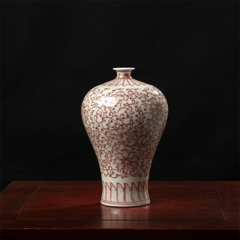 Antique Jingdezhen Underglaze Red Handpainted Meiping Household Adornment Handicraft Furnishing Articles
Antique Jingdezhen Underglaze Red Handpainted Meiping Household Adornment Handicraft Furnishing Articles
