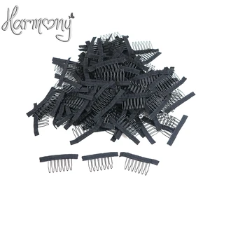 

50 pcs Black Wig Combs With Polyster Cloth 7 Teeth Wig Accessories Hair Wig Combs Wholesale Lace Wig Comb Clips