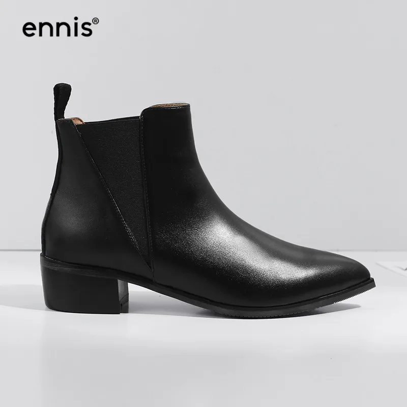 ENNIS 2019 Designer Genuine Leather Women Boots Black Winter Boots Pointed Toe Low Heel Boots Ankle Slip On Shoes Autumn A904
ENNIS 2019 Designer Genuine Leather Women Boots Black Winter Boots Pointed Toe Low Heel Boots Ankle Slip On Shoes Autumn A904