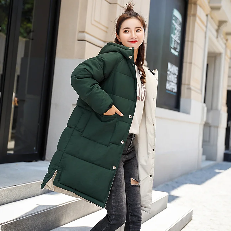 Hooded Korean Hooded Winter Jacket Women Pockets Button Solid Female Parka Fashion Drop Ship Outwear Coat Long Basic Jacket 2018
Hooded Korean Hooded Winter Jacket Women Pockets Button Solid Female Parka Fashion Drop Ship Outwear Coat Long Basic Jacket 2018