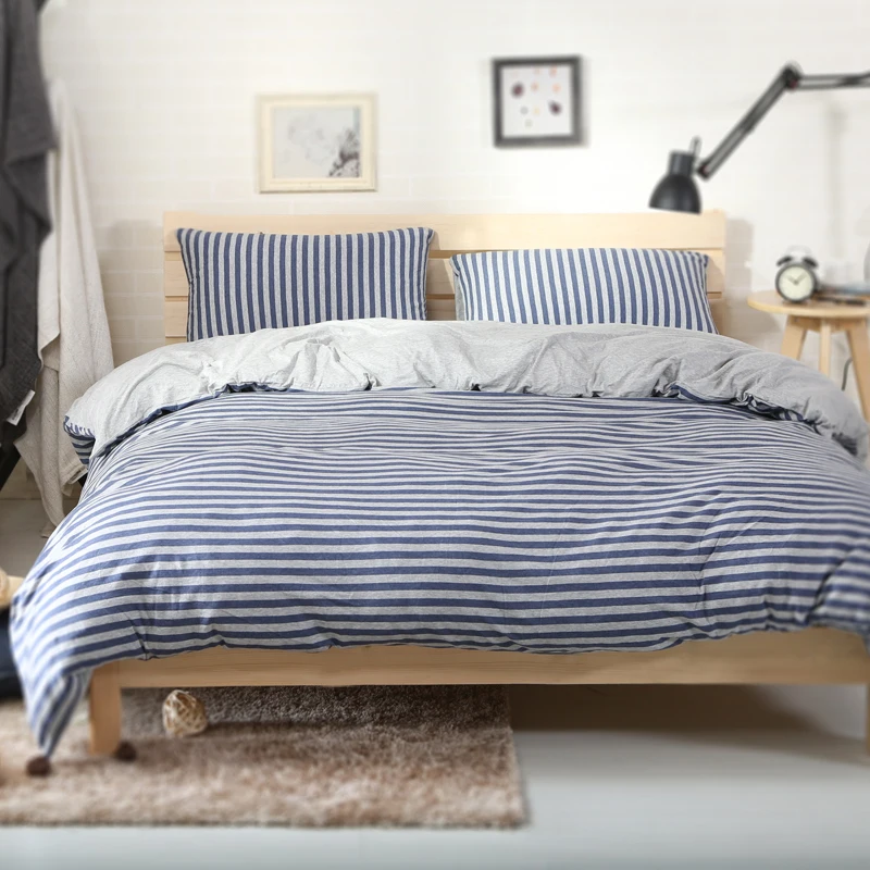 2018 Deep Blue Lines Grey Bedding Set Knit Cotton Linens Twin Queen King Duvet Cover Set Flat/Fitted Sheet Pillowcases
2018 Deep Blue Lines Grey Bedding Set Knit Cotton Linens Twin Queen King Duvet Cover Set Flat/Fitted Sheet Pillowcases