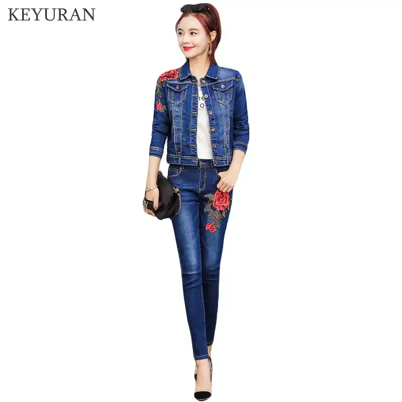 elegant denim suits for womens