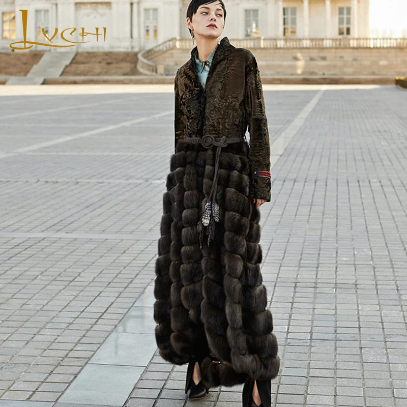 LVCHI Winter 2019 European advanced custom imported sable fight bronze persian sheep fur skirt Patchwork X-Long Slim Mink Coats
LVCHI Winter 2019 European advanced custom imported sable fight bronze persian sheep fur skirt Patchwork X-Long Slim Mink Coats