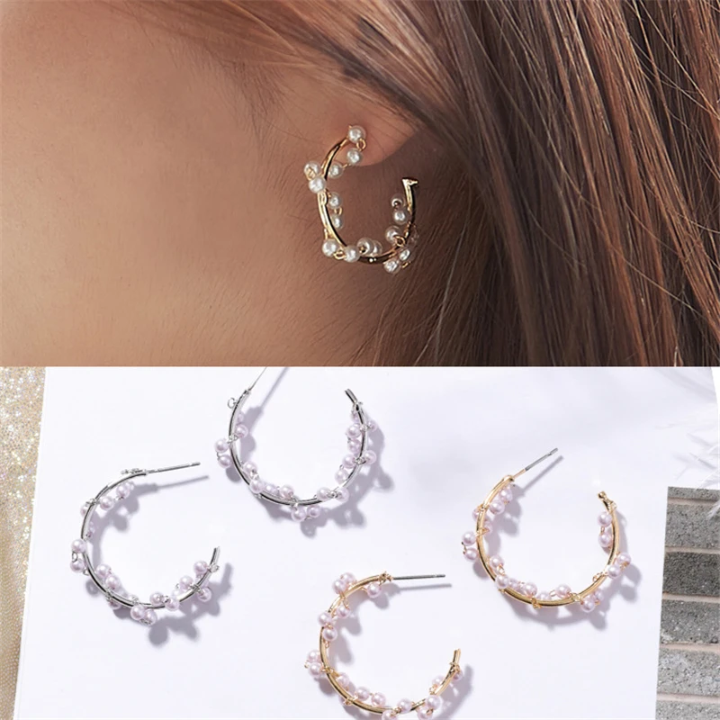 New Fashion Geometric Charm Pearl Winding Big Metal Round Circle Hoop Earrings for Women Exaggerated Jewelry Pendiente Brincos
New Fashion Geometric Charm Pearl Winding Big Metal Round Circle Hoop Earrings for Women Exaggerated Jewelry Pendiente Brincos