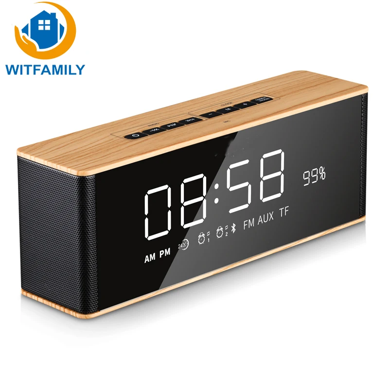 

Bluetooth Speaker Digital Alarm Clock Radio Mirror Display Led Display Modern Wireless Call Snooze Function Table Clock