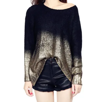 Metallic Color Sweater Bronzing Pullover Bat Sleeved O-Neck Oversized Knit Bottoming Shirt Gradient Silver Coat Irregular Tops
Metallic Color Sweater Bronzing Pullover Bat Sleeved O-Neck Oversized Knit Bottoming Shirt Gradient Silver Coat Irregular Tops