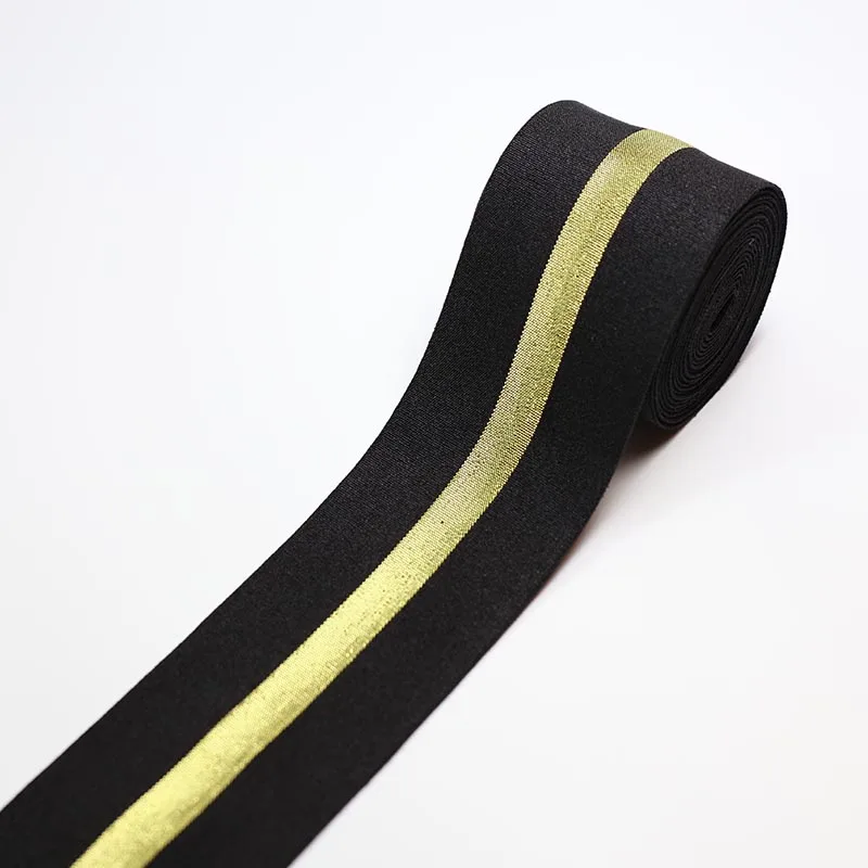 

3 meters Gold Stripe Elastic Bands 50MM Elastic Ribbon Clothing Bags Trousers Elastic Rubber Webbing DIY Sewing Accessories