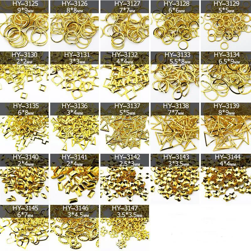 100pcs/lot, 3D Gold Nail Art Studs Different Round/Oval/Square/Triangle Shapes DIY Metal Rivets Nail Art Decorations Nail Tools
100pcs/lot, 3D Gold Nail Art Studs Different Round/Oval/Square/Triangle Shapes DIY Metal Rivets Nail Art Decorations Nail Tools