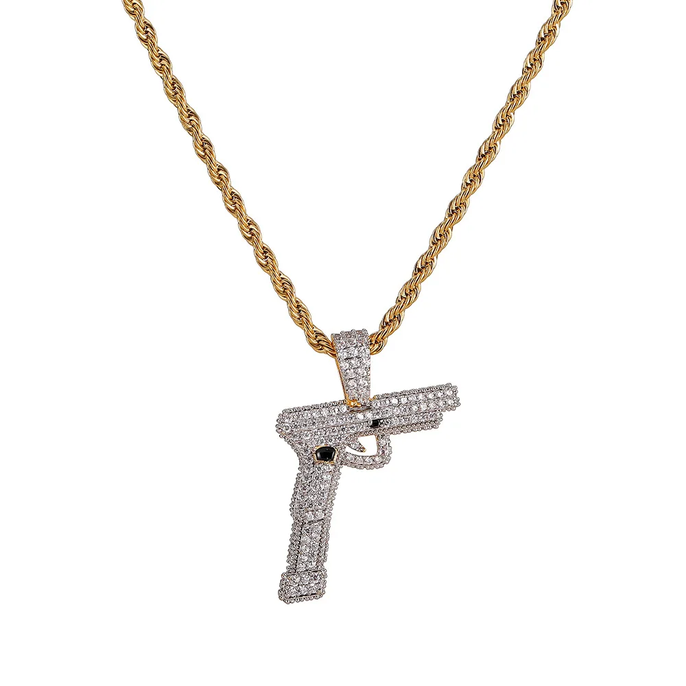 Men Hip hop Iced out Bling pistol shape Pendant Necklaces Cubic Zirconia High quality men Hiphop pendants Necklace jewelry gifts
Men Hip hop Iced out Bling pistol shape Pendant Necklaces Cubic Zirconia High quality men Hiphop pendants Necklace jewelry gifts