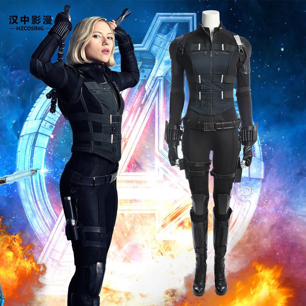 

Avengers Infinity War Black Widow Costume Carnival Halloween Superhero Black Widow Jumpsuit Cosplay Natasha Romanoff costume