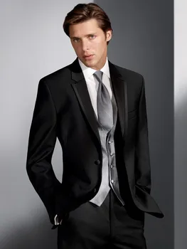 Classic Style Two Buttons Black Groom Tuxedos Groomsmen Men's Wedding Prom Suits Custom Made (Jacket+Pants+Vest+Tie) K:388 
Classic Style Two Buttons Black Groom Tuxedos Groomsmen Men's Wedding Prom Suits Custom Made (Jacket+Pants+Vest+Tie) K:388