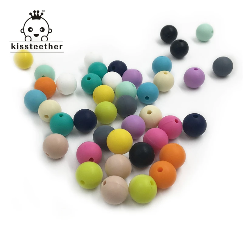 0.47"(12mm)Mixed Color Natural Round Silicone Beads Food Grade Baby Teether Toys DIY Necklace/ Bracelet | Мать и ребенок