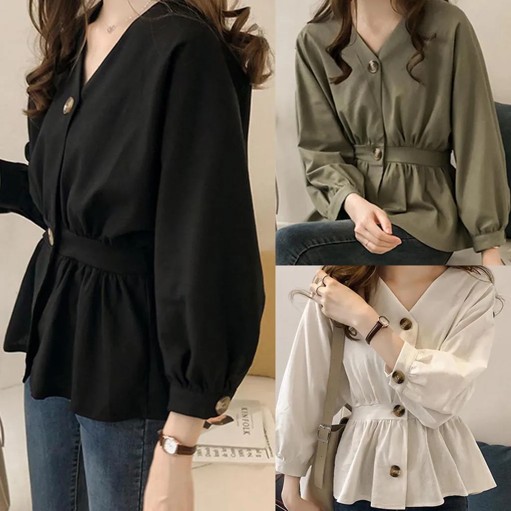 Fashion Women Shirt Waist Collection Long Sleeve V-Neck Puff sleeve Korean version roupas femininas#30
Fashion Women Shirt Waist Collection Long Sleeve V-Neck Puff sleeve Korean version roupas femininas#30