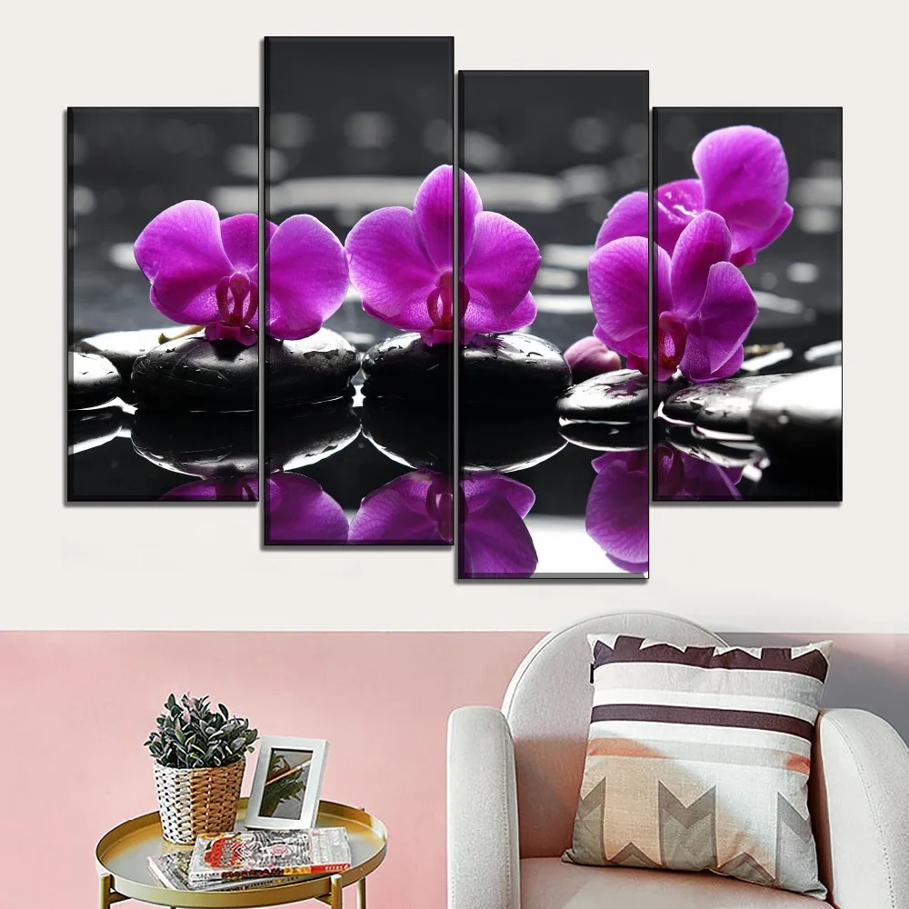 1-Piece-Living-Room-Wall-Painting-On-Canvas-Print-Type-Orchid-And-Zen-Water-Reflection-Poster (2)