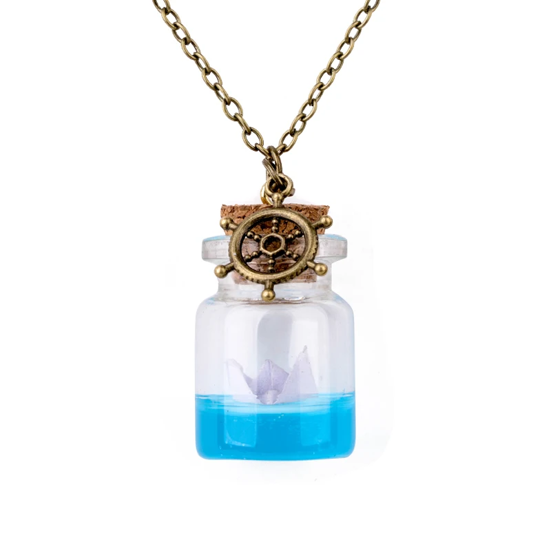 Vintage Mermaid Tears Shells Star Vial Necklace Shellhard Blue Sea Ocean Glass Wish Bottle Necklaces & Pendants Unisex Jewelry