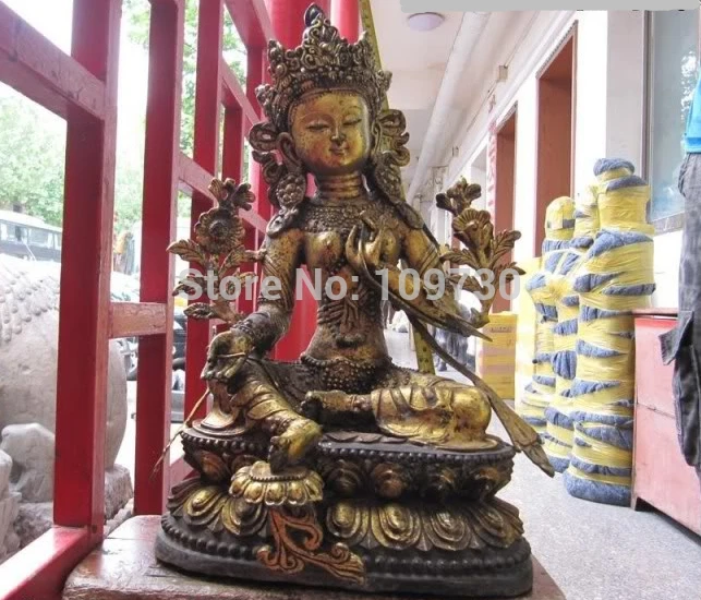 002586 19"Tibet Buddhism Folk Copper Bronze Green TaRa Kwan-Yin Guan Yin Buddha Statue
002586 19"Tibet Buddhism Folk Copper Bronze Green TaRa Kwan-Yin Guan Yin Buddha Statue