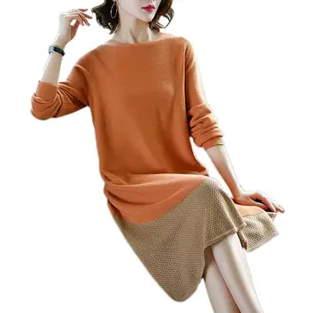 2019 Women Autumn Winter Long Sleeve Warm Sweater Dress Female Pullover Straight Knitted Patch Loose Clothes Plus Size Femme X71
2019 Women Autumn Winter Long Sleeve Warm Sweater Dress Female Pullover Straight Knitted Patch Loose Clothes Plus Size Femme X71