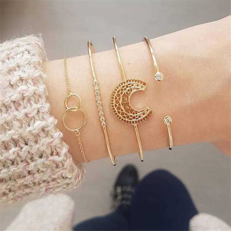 DIEZI Vintage Fashion Gold Color Cuff Bangle For Women Rhinestone Moon Chain Bracelets Set 2019 New Girls Gift Bracelet Jewelry
DIEZI Vintage Fashion Gold Color Cuff Bangle For Women Rhinestone Moon Chain Bracelets Set 2019 New Girls Gift Bracelet Jewelry