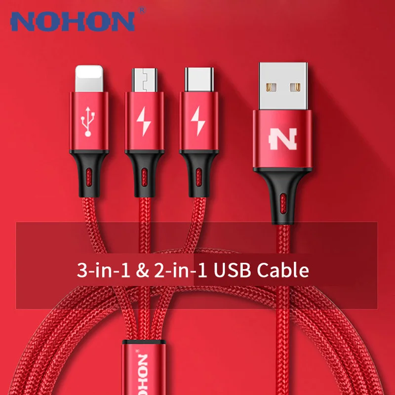 NOHON 3 IN 1 USB Cable 2 IN 1 Type C 8Pin Micro USB Charger Cable For iPhone 8 7 6 6S Plus iOS 10 9 8 USB-C Android Phone Cables
NOHON 3 IN 1 USB Cable 2 IN 1 Type C 8Pin Micro USB Charger Cable For iPhone 8 7 6 6S Plus iOS 10 9 8 USB-C Android Phone Cables