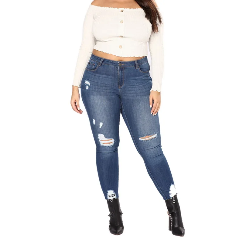 Litthing Women's High Waist Stretch Ripped Jeans Plus Size Knees Distressed Skinny Denim Jean Pants Female Lady Bottoms Summer
Litthing Women's High Waist Stretch Ripped Jeans Plus Size Knees Distressed Skinny Denim Jean Pants Female Lady Bottoms Summer