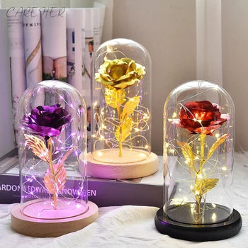 New Valentine's Day Gift LED Light Gold-plated Red Rose In Glass Dome Beauty And The Beast Roses For Wedding Party Mother's Day
New Valentine's Day Gift LED Light Gold-plated Red Rose In Glass Dome Beauty And The Beast Roses For Wedding Party Mother's Day