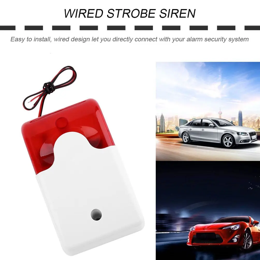 1Sets Mini Wired Strobe Siren Durable 12V Sound Alarm Strobe Flashing Red Light Sound Siren Home Security Alarm System 108dB
1Sets Mini Wired Strobe Siren Durable 12V Sound Alarm Strobe Flashing Red Light Sound Siren Home Security Alarm System 108dB