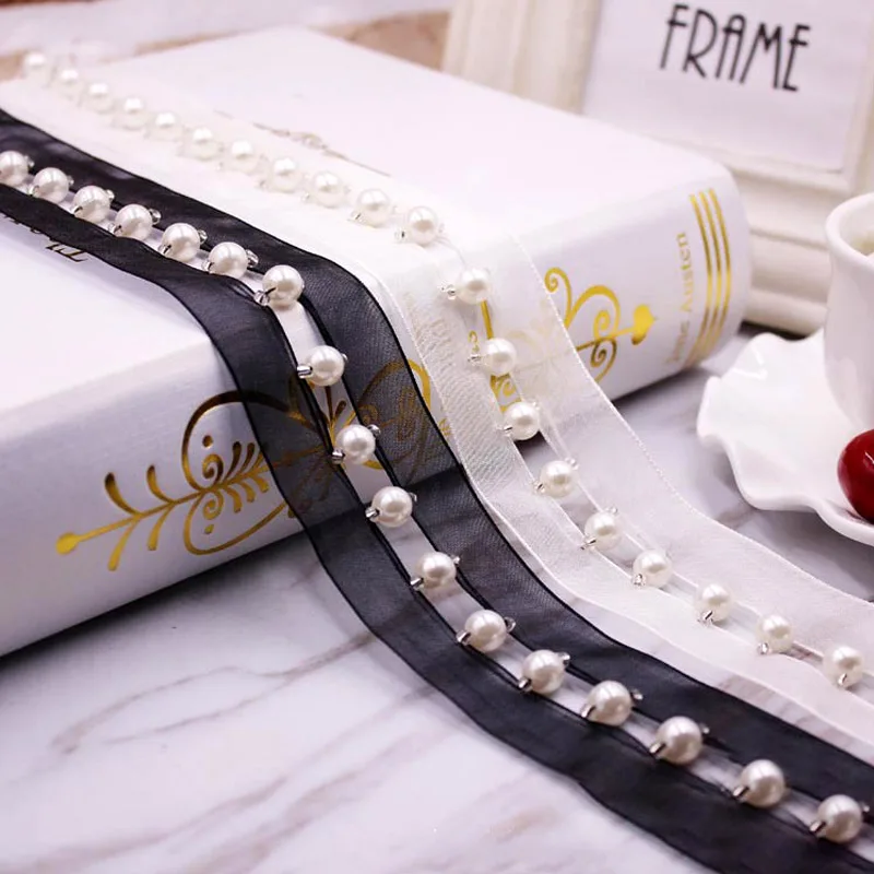 1y//lot 35mm Black/White Pearl Beaded Lace Trim Fabric Ribbon DIY Collar Sewing Crafts Garment Headdress Decor Materials LX242
1y//lot 35mm Black/White Pearl Beaded Lace Trim Fabric Ribbon DIY Collar Sewing Crafts Garment Headdress Decor Materials LX242