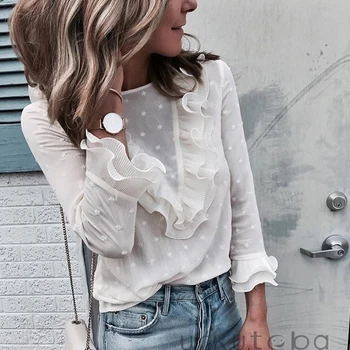 Womens Boho Beach Ruffle Frill Polka Dot Tops and Blouses elegant Long Sleeve Female Party Blouse blusas femininas elegante
Womens Boho Beach Ruffle Frill Polka Dot Tops and Blouses elegant Long Sleeve Female Party Blouse blusas femininas elegante