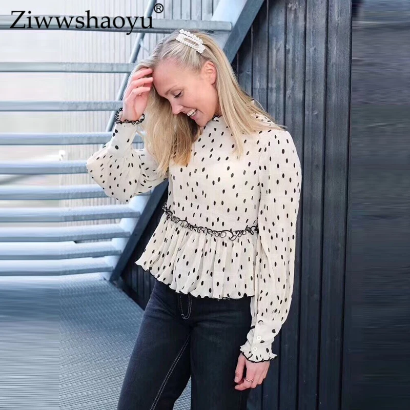 Ziwwshaoyu summer Polka Dot shirt elegant Ruffles Puff Sleeve temperament Stand shirt New women
Ziwwshaoyu summer Polka Dot shirt elegant Ruffles Puff Sleeve temperament Stand shirt New women
