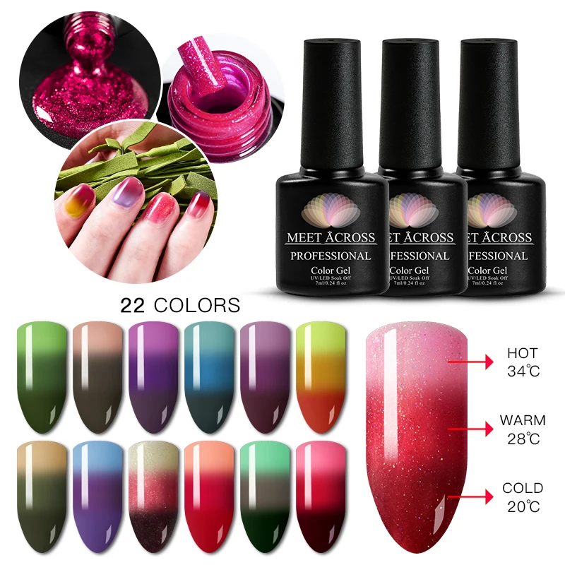 MEET ACROSS 7ml Thermal Color Changing Gel Nail Polish Rainbow Color Temperature Soak Off UV Gel Varnish
MEET ACROSS 7ml Thermal Color Changing Gel Nail Polish Rainbow Color Temperature Soak Off UV Gel Varnish