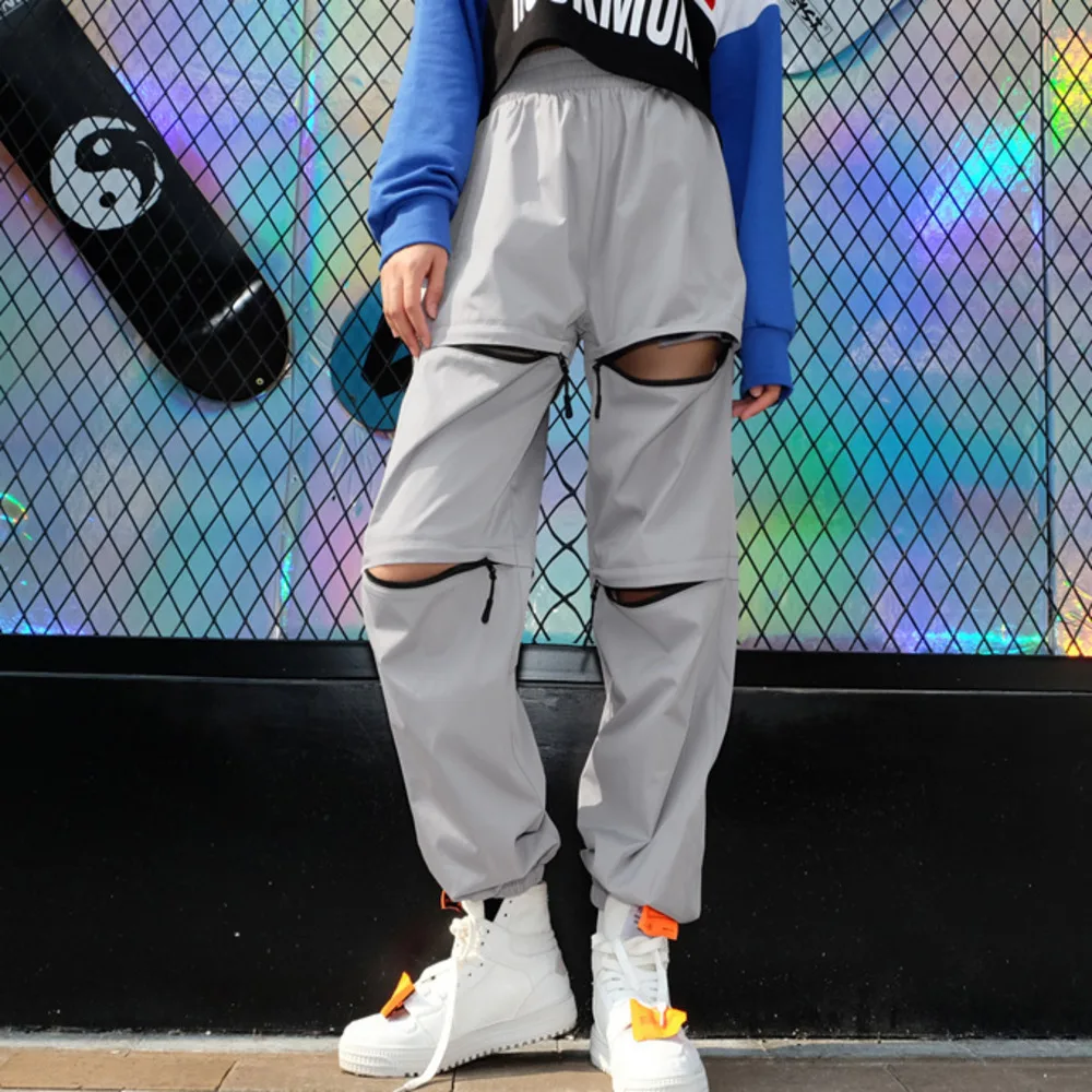 Women Fashion Reflective Pants Loose Harem Sweatpants Hip Hop Trousers High Street Ladies High Waist Zipper Hollow Out Trousers
Women Fashion Reflective Pants Loose Harem Sweatpants Hip Hop Trousers High Street Ladies High Waist Zipper Hollow Out Trousers