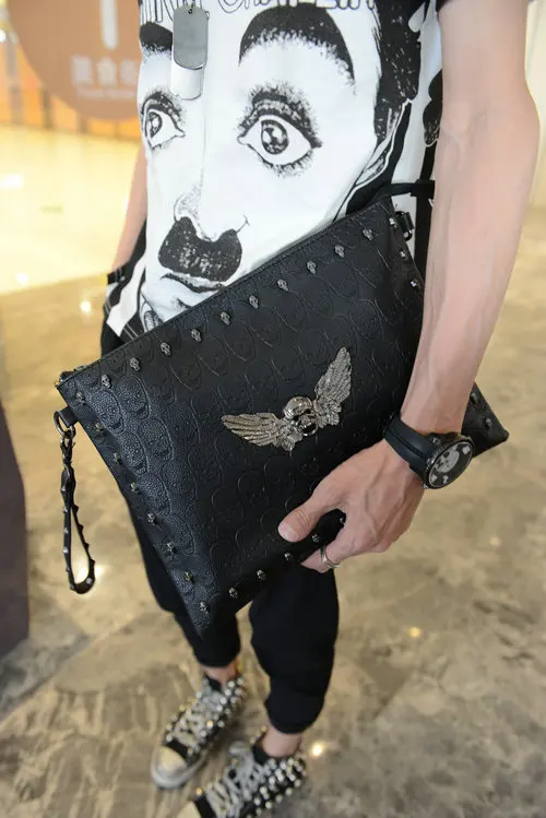 X-Online hot sale man fashion handbag male skull decorated clutch men envelope bag
X-Online hot sale man fashion handbag male skull decorated clutch men envelope bag