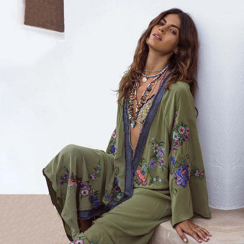 Bohemia Beach V neck Overall Women Summer Loose Long Women's Blouse Shirt Flare Sleeve Floral Embroidery Female Holiday Sundress
Bohemia Beach V neck Overall Women Summer Loose Long Women's Blouse Shirt Flare Sleeve Floral Embroidery Female Holiday Sundress
