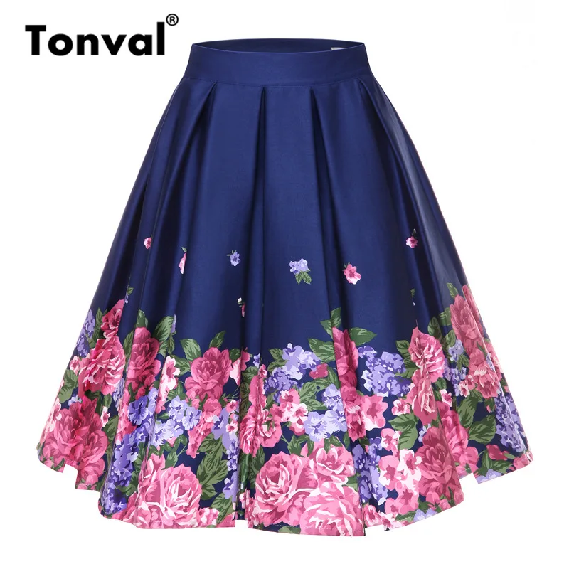 Tonval Retro Floral Print Vintage Pleated Skirts Womens 2019 High Waist Plus Size Midi Skirt Cotton Summer 4XL Swing Skirt
Tonval Retro Floral Print Vintage Pleated Skirts Womens 2019 High Waist Plus Size Midi Skirt Cotton Summer 4XL Swing Skirt