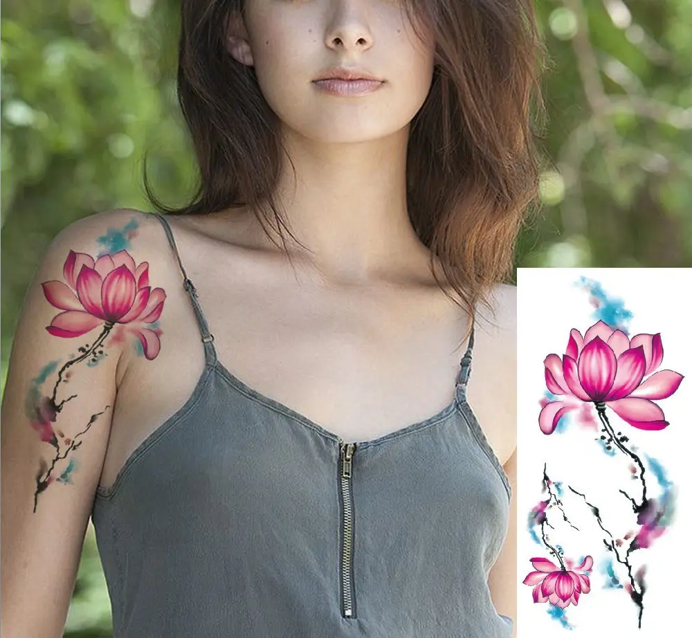 Waterproof Temporary Tattoo Sticker waist arm girl's rose lotus plum flower tatto stickers flash tatoo fake tattoos for women 7
Waterproof Temporary Tattoo Sticker waist arm girl's rose lotus plum flower tatto stickers flash tatoo fake tattoos for women 7