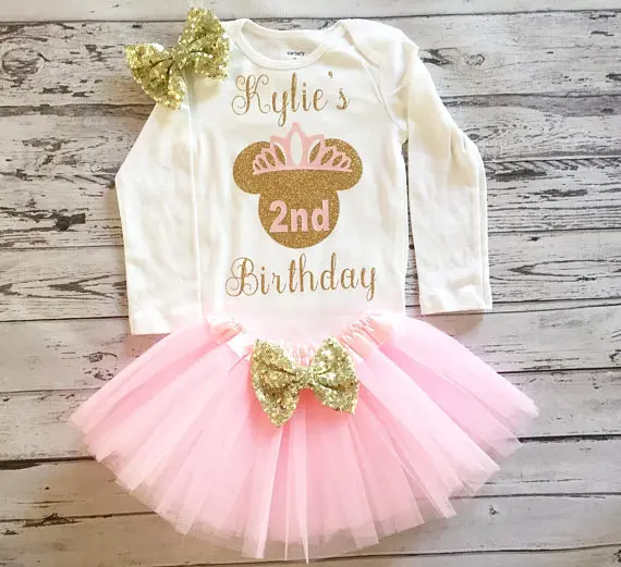

personalized Minnies Mouse 2nd half 1st birthday infant bodysuit onepiece Tutu toodles Outfit Set baby shower party favors