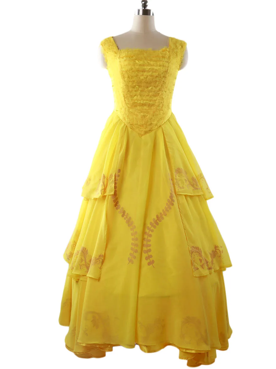 Hot Movie Beauty and the Beast Princess Belle Dress Cosplay Costume Custom Made