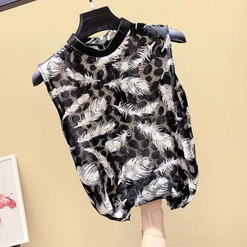 Super Fairy All-match Women Basic Top New Spring Summer O Neck Sleeveless Shirts Western Style Feather Print Female Blouses
Super Fairy All-match Women Basic Top New Spring Summer O Neck Sleeveless Shirts Western Style Feather Print Female Blouses