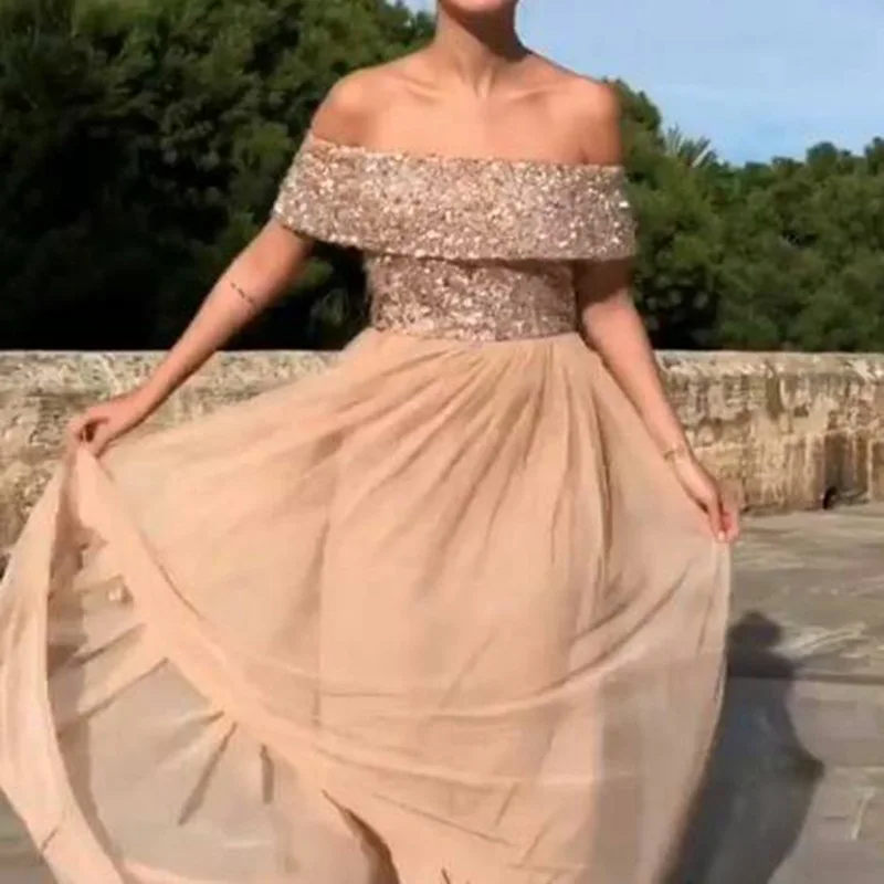 U-SWEAR Sexy Womens Seuqins Off Shoulder Sleeve Tulle A Line Evening Party Formal Dress Long Maxi Vestidos De Fiesta
U-SWEAR Sexy Womens Seuqins Off Shoulder Sleeve Tulle A Line Evening Party Formal Dress Long Maxi Vestidos De Fiesta