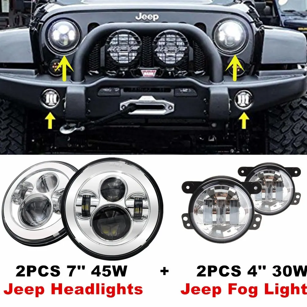 7inch LED Hi/Lo Offroad Headlights For 97-17 Jeep Wrangler TJ JK & Wrangler Unlimited + Matching Wrangeler 4 inch Led Fog Lights
7inch LED Hi/Lo Offroad Headlights For 97-17 Jeep Wrangler TJ JK & Wrangler Unlimited + Matching Wrangeler 4 inch Led Fog Lights