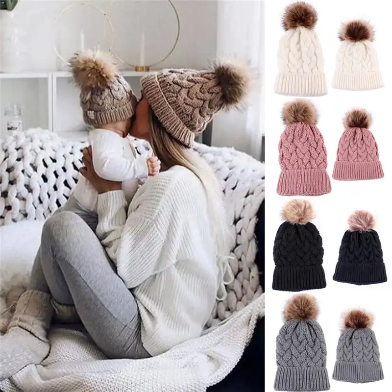 mother and baby matching hats