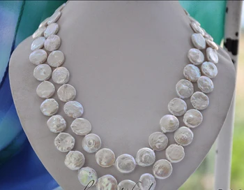 z6685 2strands 14mm coin white freshwater pearl necklace 21inch AAA
z6685 2strands 14mm coin white freshwater pearl necklace 21inch AAA