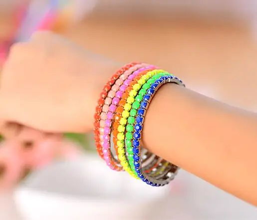 Fashion Wedding Bride Single One Row Colorful fluorescence Crystal Rhinestone Stretch Strand Bracelet Bangle
Fashion Wedding Bride Single One Row Colorful fluorescence Crystal Rhinestone Stretch Strand Bracelet Bangle