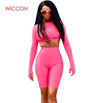 2020 Fashion Fluorescence 2 Pieces Sets Women Full Sleeve Active Wear Solid Crop Tops Shorts Tracksuits Female Sporting Wear
2020 Fashion Fluorescence 2 Pieces Sets Women Full Sleeve Active Wear Solid Crop Tops Shorts Tracksuits Female Sporting Wear
