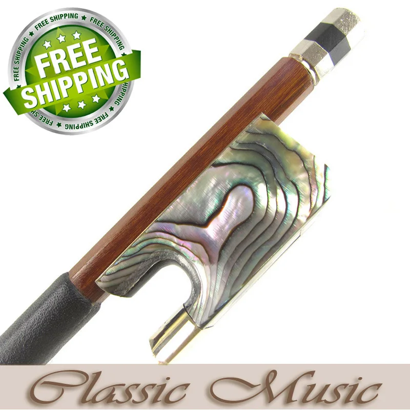Silver Pernambuco Cello Bow with Abalone Shell Frog (4/4), Good Mongolian Horse Hair.
Silver Pernambuco Cello Bow with Abalone Shell Frog (4/4), Good Mongolian Horse Hair.